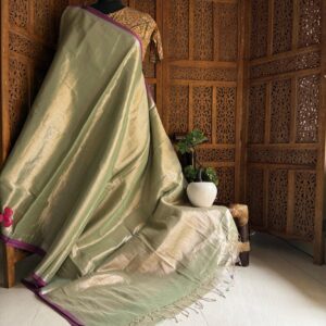 Raga tissue saree,Evening green