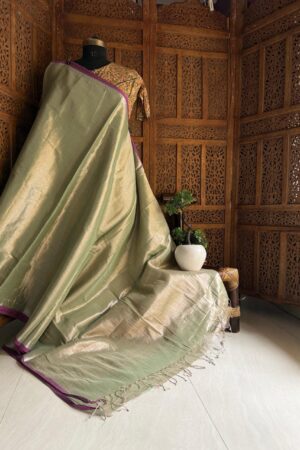 Raga tissue saree,Evening green